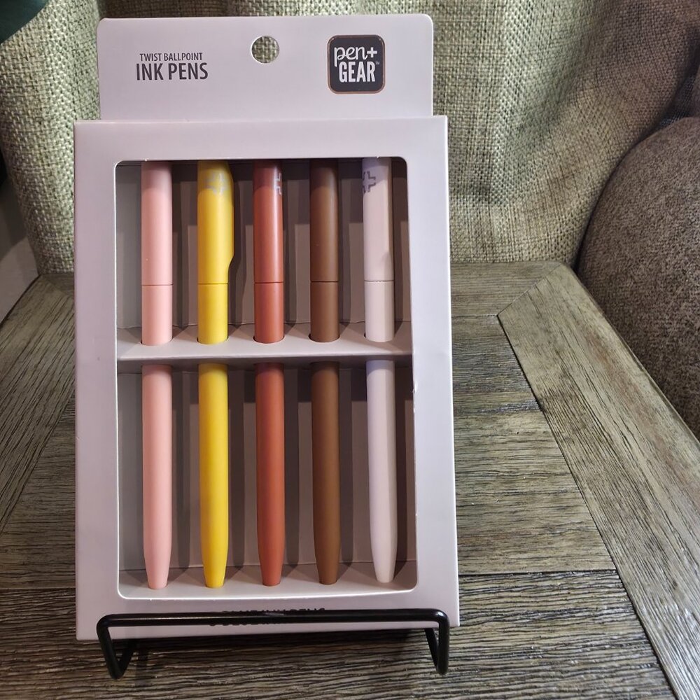 Pastel Twist Ballpoint Pen Set - Blue Ink (5-Pack)